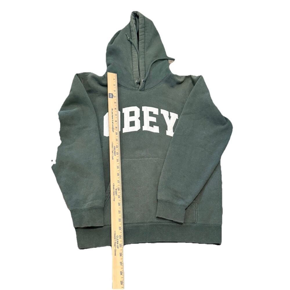 OBEY Hoodie Men’s Size Small Green Pullover Kangaroo Pocket Casual Outdoor - Picture 3 of 5